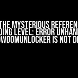 Solving the Mysterious ReferenceError: Ongoing Level: Error Unhandled shadowDOMUnlocker is not defined